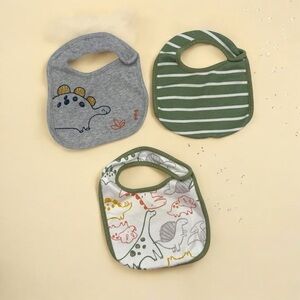 Dinosaur and Stripes Kids Bib Set - Gray, Green, Multicolor 3-pack Carters